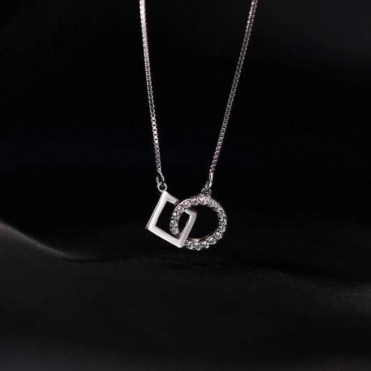 circle & square link necklace