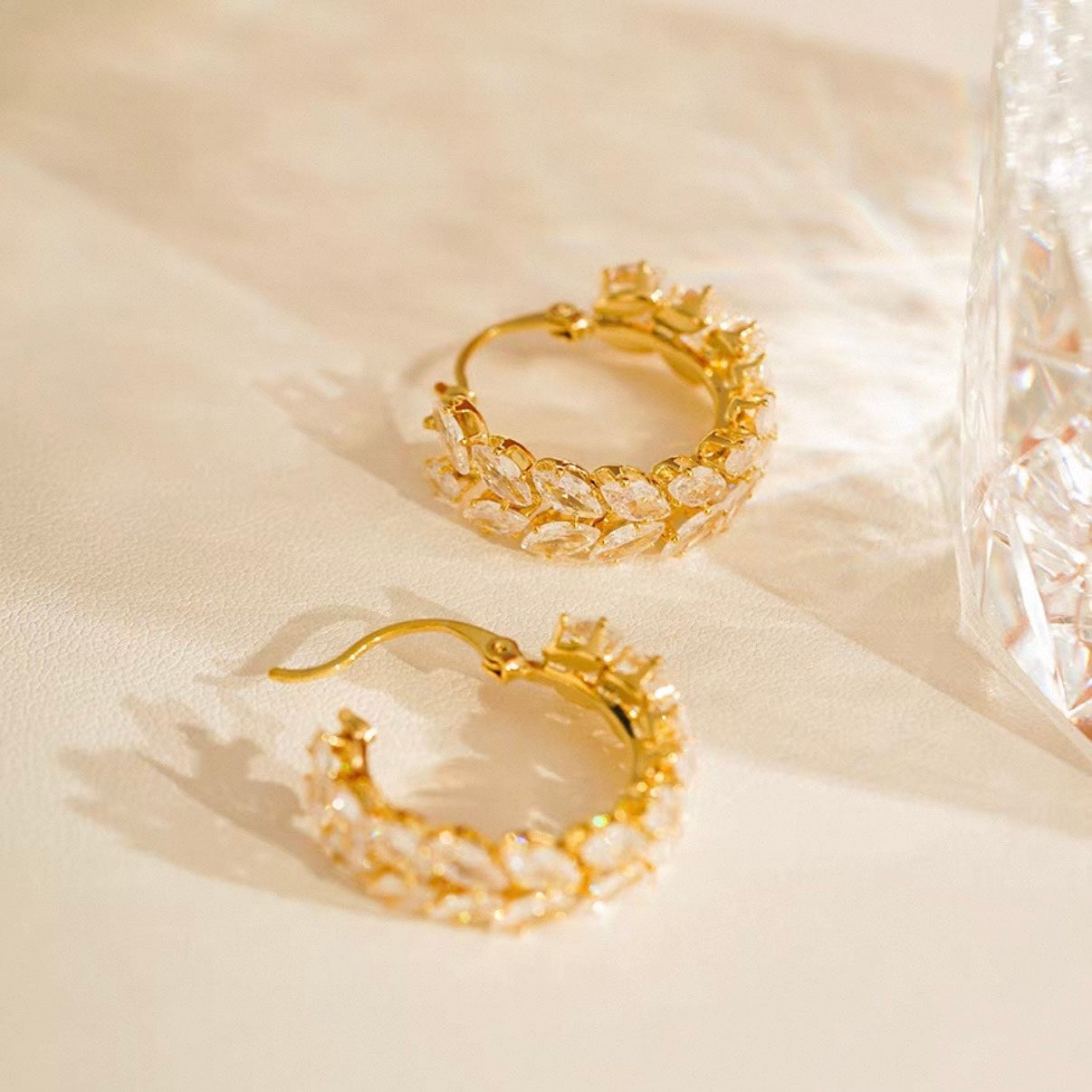 crystal leaf hoop pierce