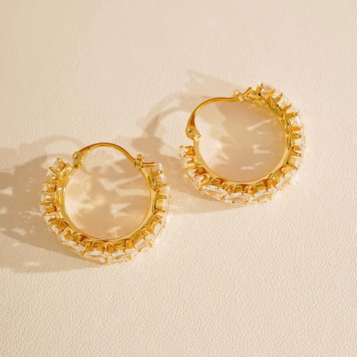 crystal leaf hoop pierce