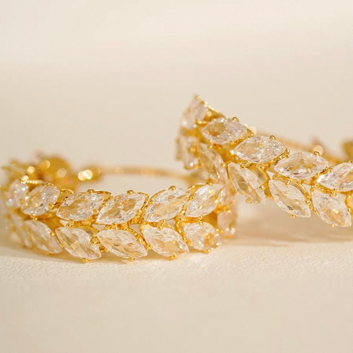 crystal leaf hoop pierce