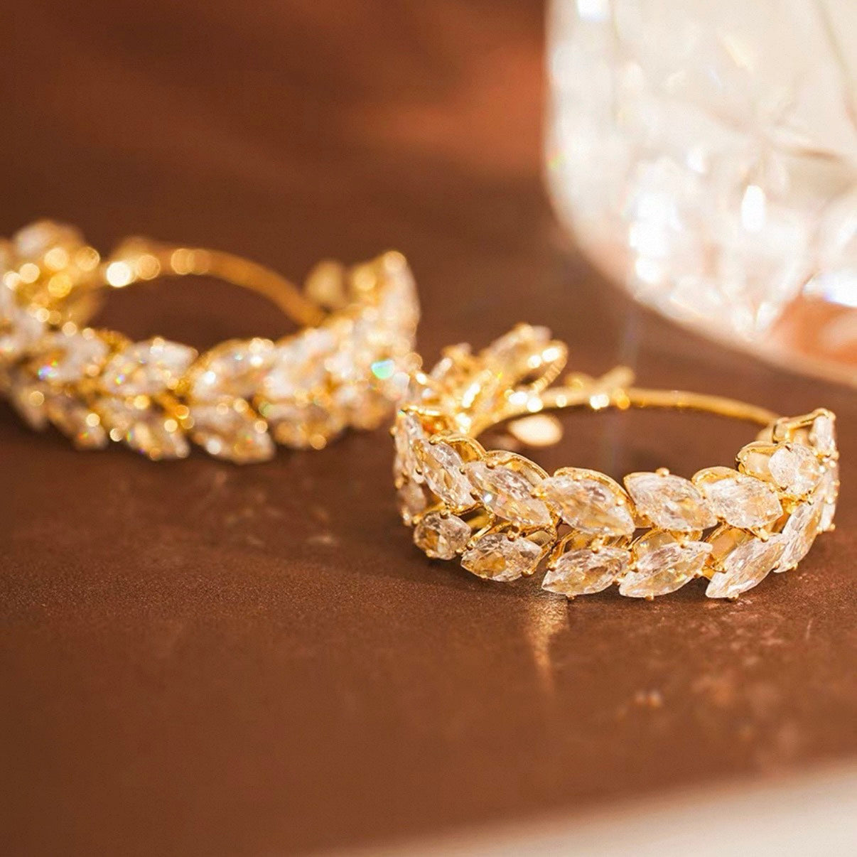 crystal leaf hoop pierce