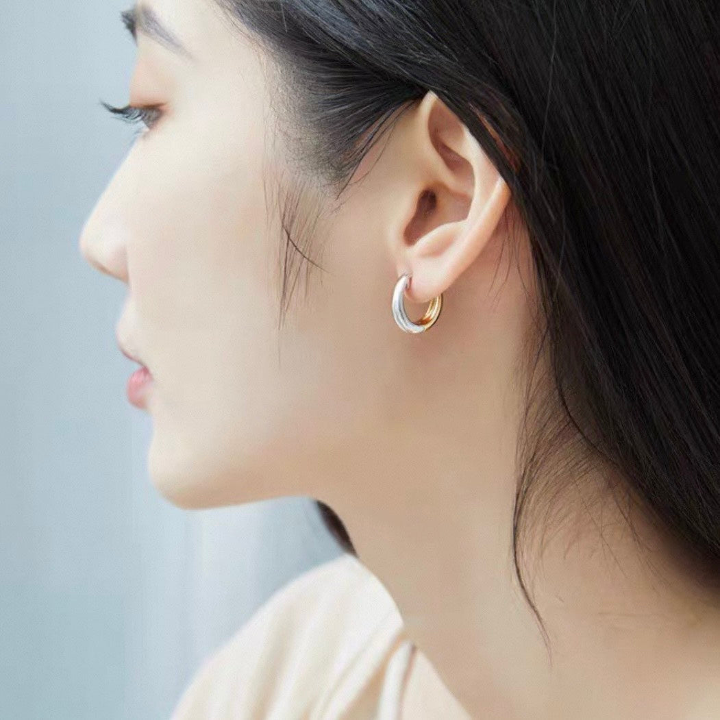 mini bicolor hoop pierce