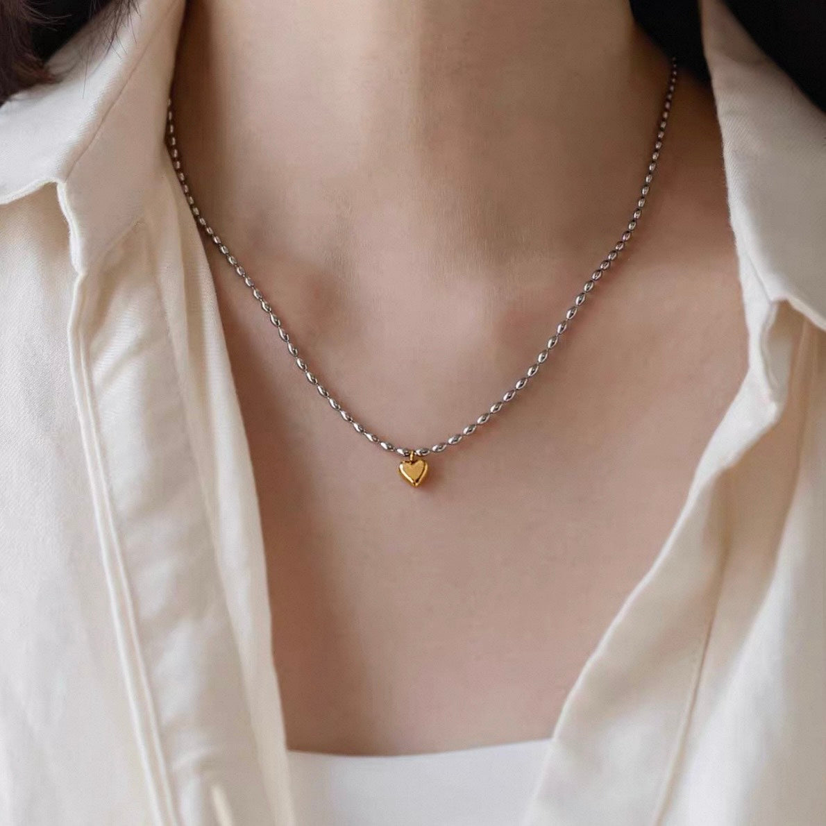 mini heart charm necklace