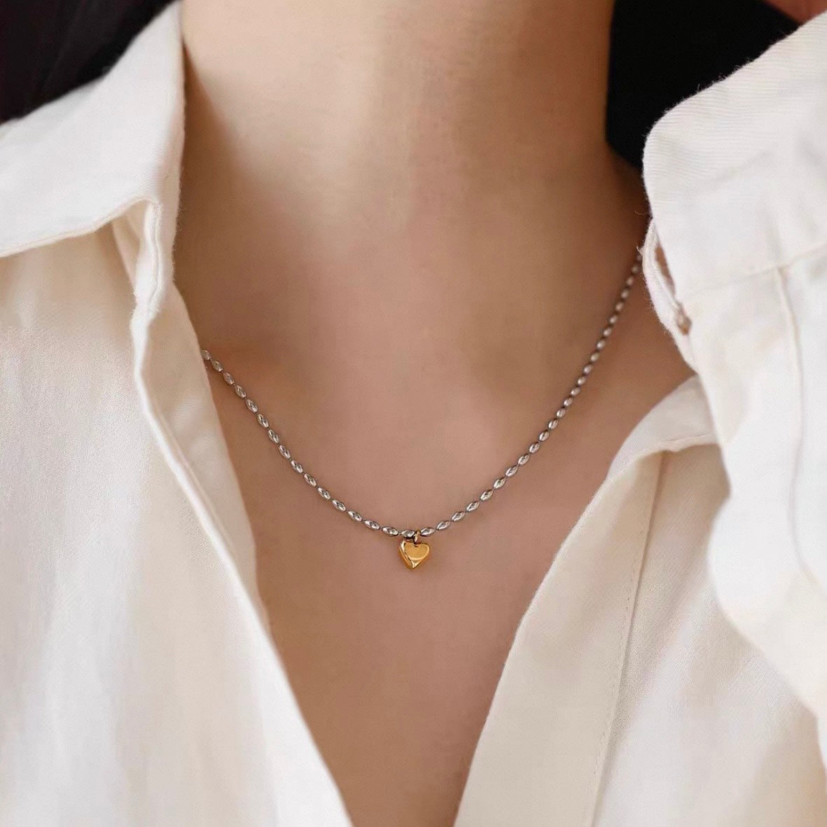 mini heart charm necklace