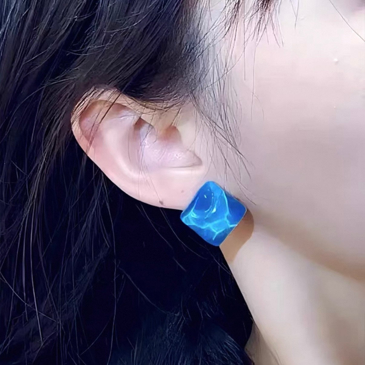 Aqua square pierce & earring – aile