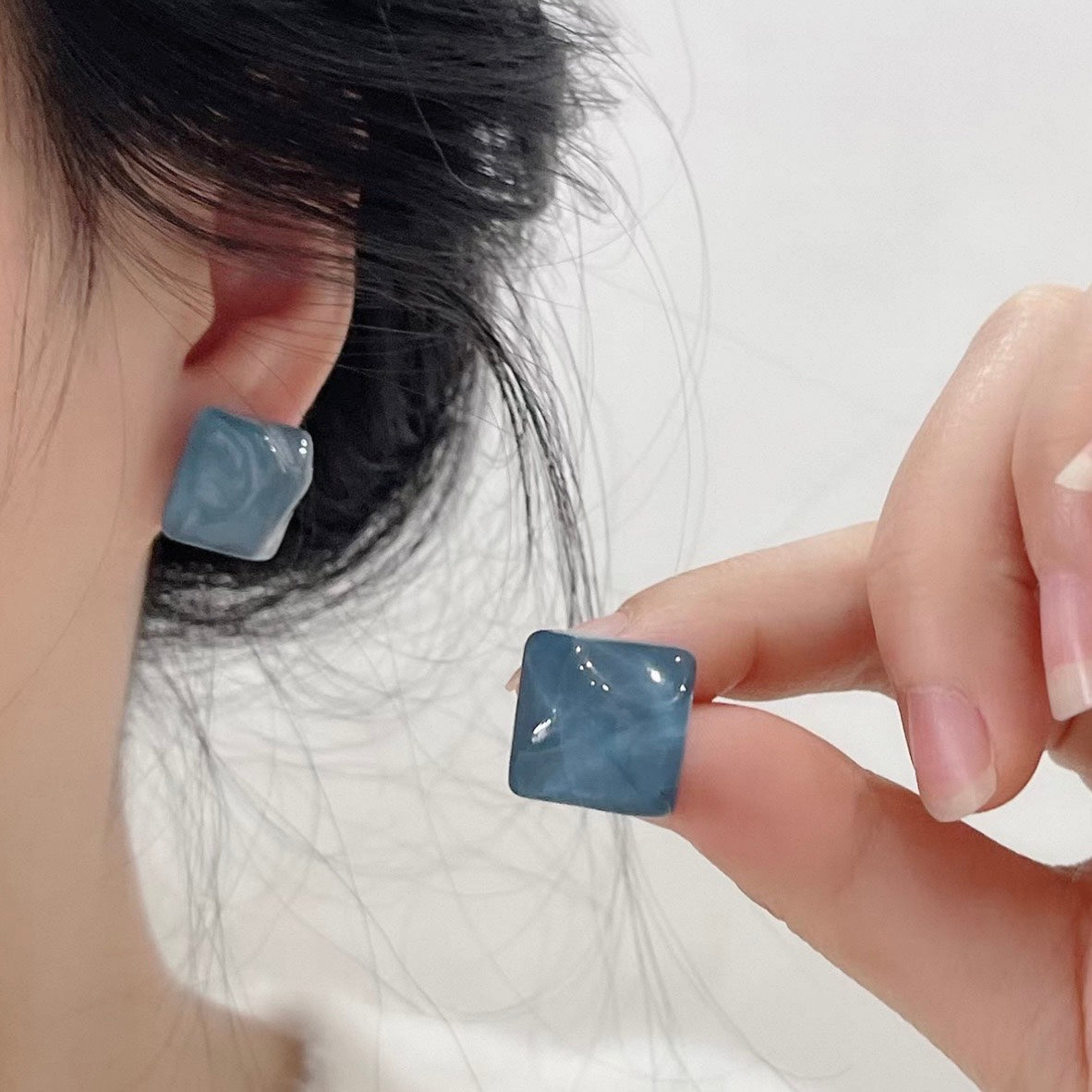 Aqua square pierce & earring – aile